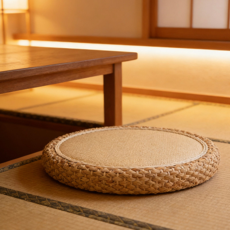 日式草编坐垫家用藤编榻榻米垫子加厚地上打坐蒲团跪垫禅修拜佛垫
