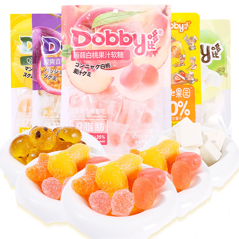 Dobby哆比桔子芒果椰子白桃百香果软糖380g大袋喜糖果零食新年货-图2