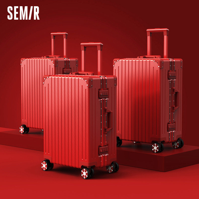 森马新娘女小大红色结婚陪嫁拉杆箱 森马大熊旅行箱