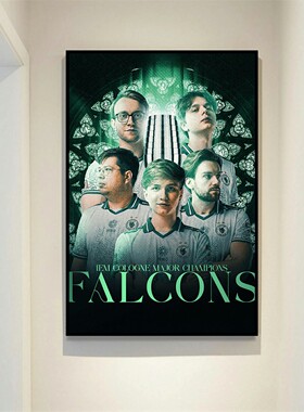 falcons夺冠装饰画CS2026科隆Major猎鹰NiKo反恐精英有框挂画壁画