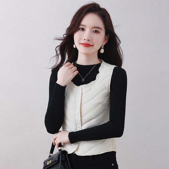 2025秋冬羽绒马甲女短款保暖修身打底小马夹内穿无袖背心内胆轻薄