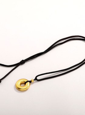 新年款双鱼保色古法沙金素圈平安扣吊坠 铜镀金平安扣diy配件