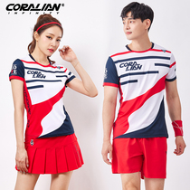 Leanian Badminton Suit Women Suit Summer South Korea New Mens Breathable Quick Dry Short Sleeve Blouses Lovers Sportswear