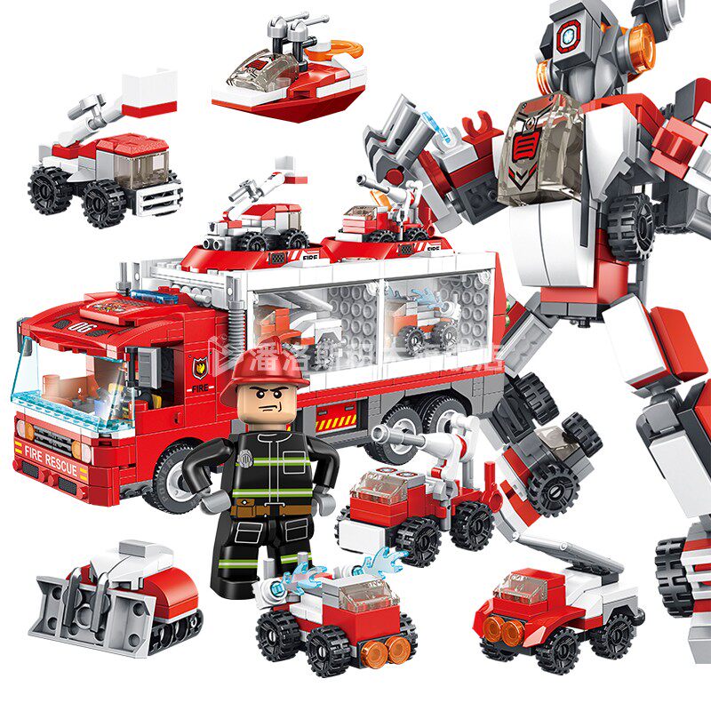 潘洛斯消防员拼装乐高9工程玩具车 panlosbrick潘洛斯旗舰建构/拼插积木