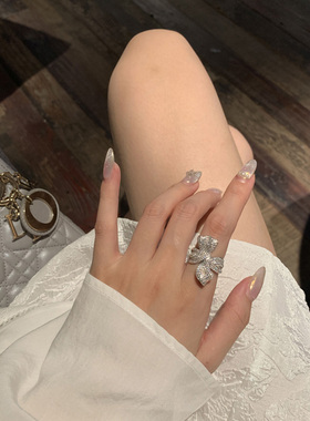 艾普米诗麦琳同款蝴蝶结戒指立体超仙纯银925银时尚个性原创设计