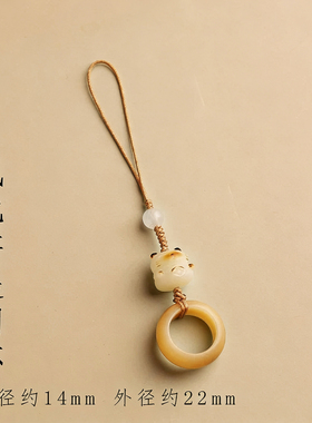 白玉菩提炭烧猫爪手机挂绳女可爱精致指环扣招财猫挂饰手机链挂件