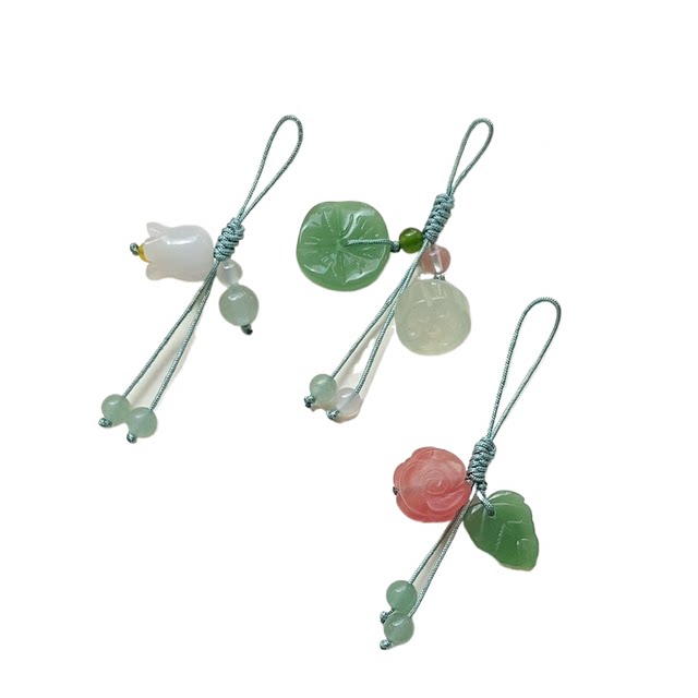Hand-knitted rope adjustable pendant jade agate lotus pendant suitable for teapot decoration clothing cheongsam press lapel pendant