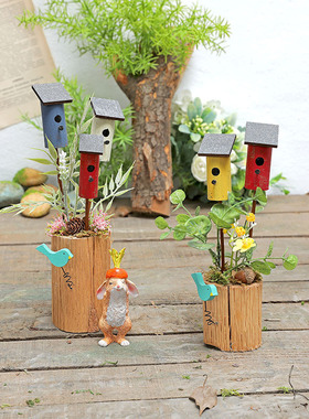 微景观木质摆设摆件自然角幼儿园植物角户外装饰别墅庭院花园布置