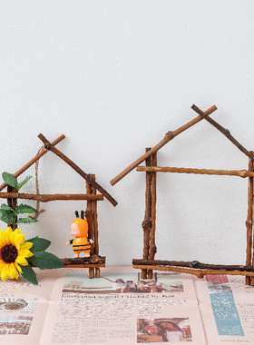 极速干藤a枝梯子房子藤框摆设摆件自然角幼儿园植物角户外装饰花