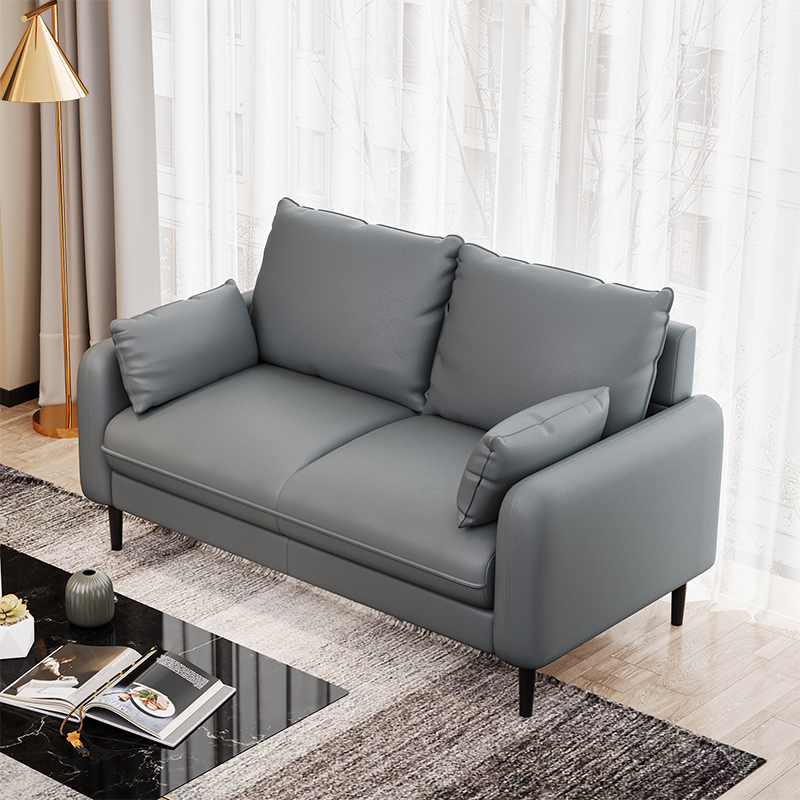 小户型皮沙发双人三人位尺寸客厅简约现代网红极简简易休息区接待