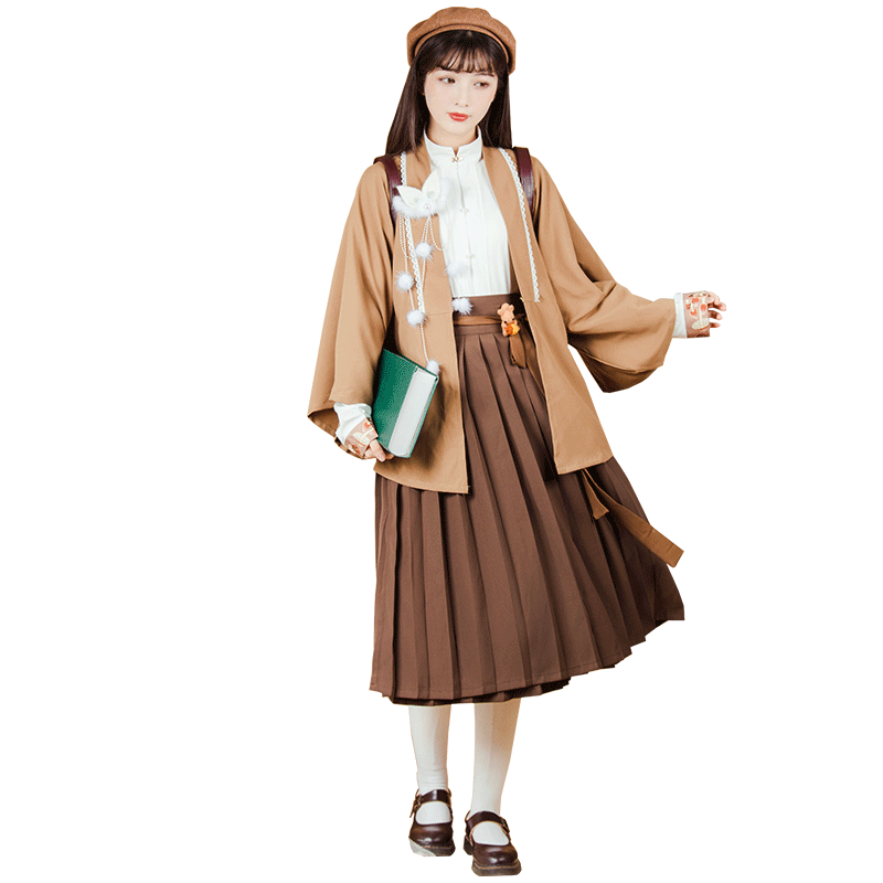 光夕原创【猫小卡】汉服国风衫中长裙 光夕汉服