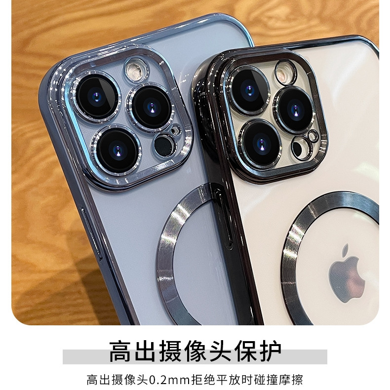 适用于苹果13pro手机壳新款iphone12保护套自带镜头膜13promax电镀透明苹果11全包防摔11promax车载磁吸软壳i - 图2