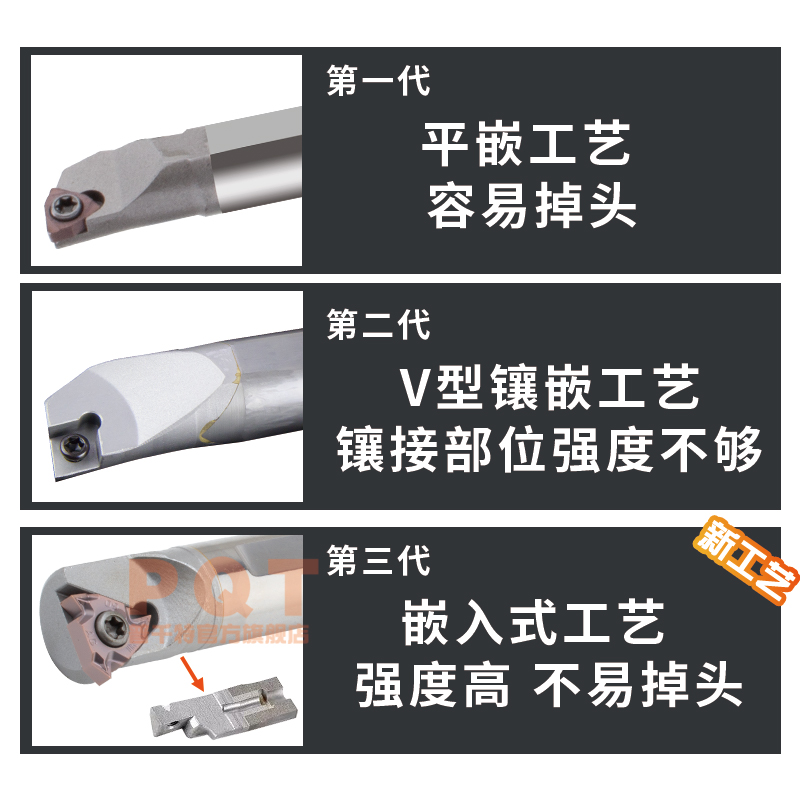 PQT数控钨钢刀杆抗震整体合金内冷出水镗刀 E16Q-C20R-SDUCR11/07 - 图1