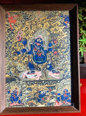 黄财神唐卡摆台装饰画五路财神高清复刻挂画客厅书房玄关茶室