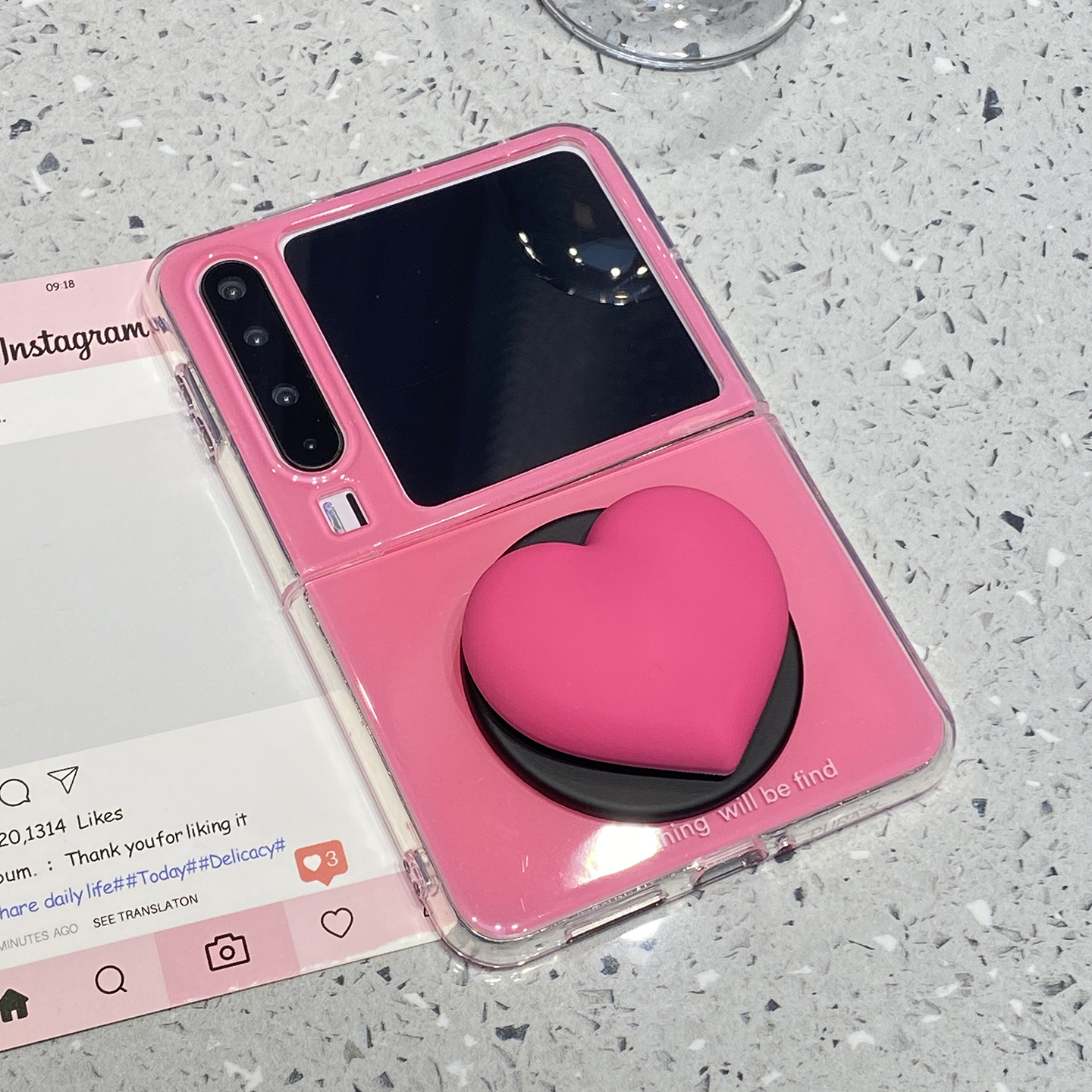ins风玫红爱心支架适用华为purax折叠屏手机壳外壳Pocket2小米mixflip2三星zflip7磁吸6女款5软/pura/x典藏版 - 图3