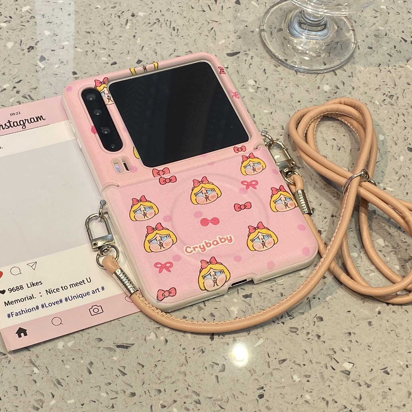 可爱皮纹哭娃适用华为purax折叠屏手机壳p50外壳Pocket2小米mixflip2女s三星zflip7挂绳6女5支架pura典藏版x - 图2