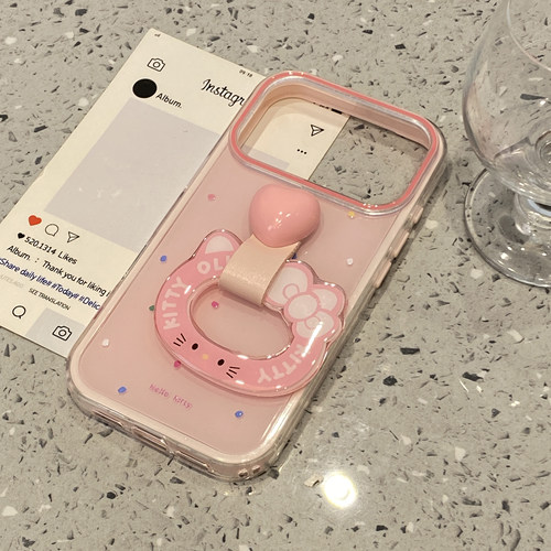 可爱多巴胺满屏波点KT猫指环扣适用于iphone17promax手机壳苹果16保护套14超好看外壳13新款15pro女max手机套 - 图2