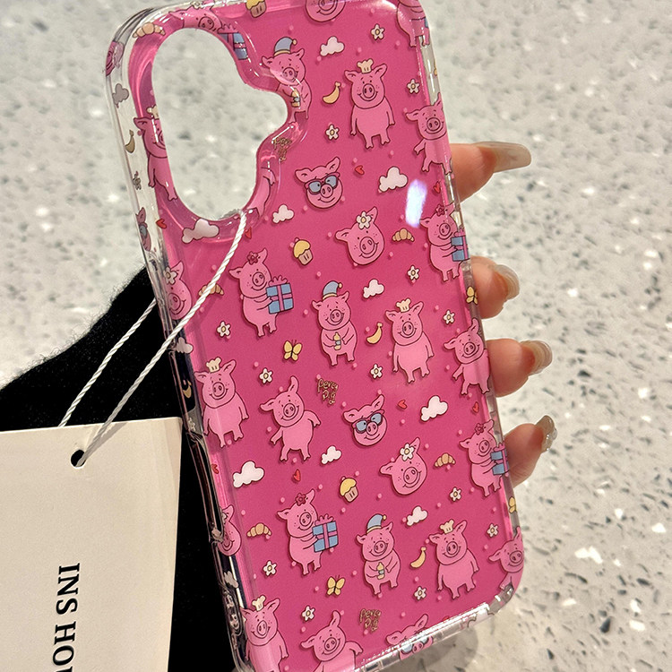 趣味卡通旋转鼻子玛莎猪支架适用苹果17手机壳iphone15保护套苹果14个性创意13新款16promax超好看15pro女max,淘宝优惠券,粉丝福利购,淘宝优惠卷