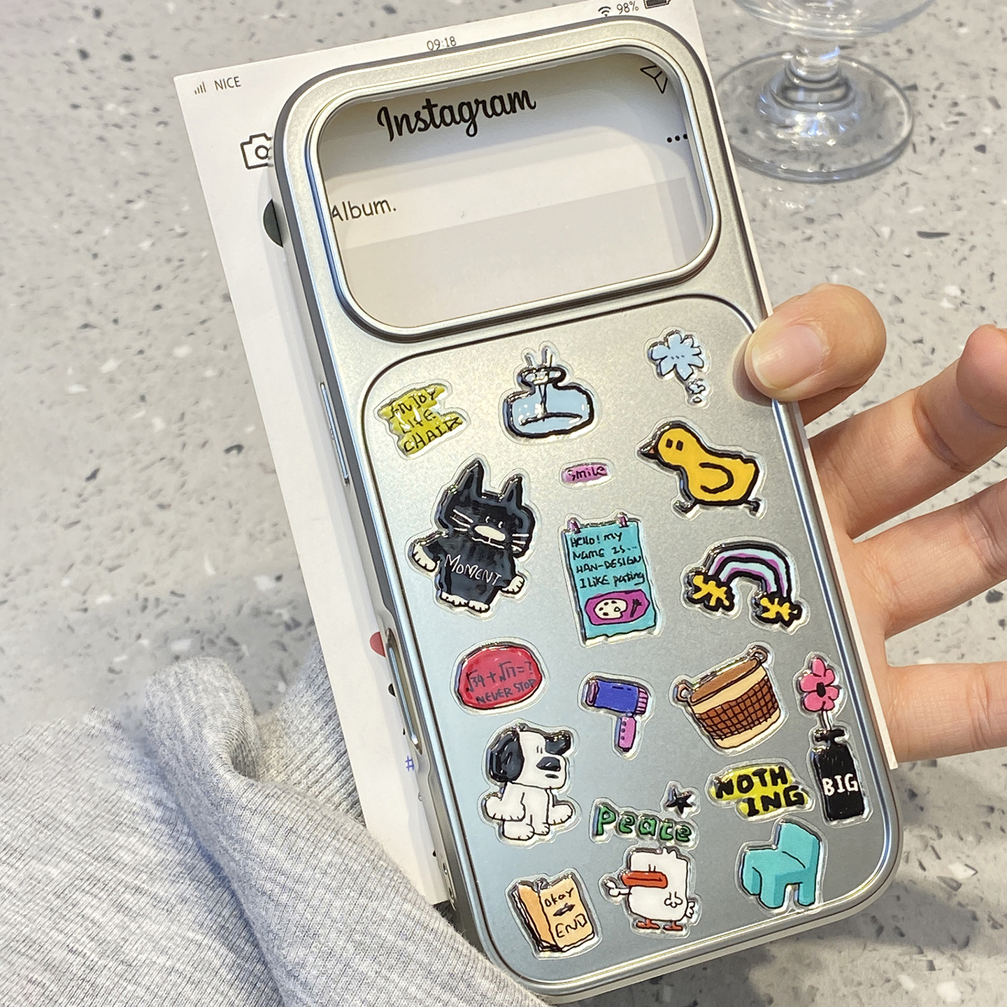 趣味卡通DIY贴纸适用于iphone17promax手机壳苹果16保护套14p防摔13全包新款15pro高级感max小众不撞款手机套 - 图1