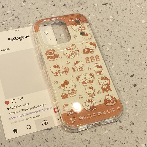 可爱ins格纹满屏kt猫适用于苹果15手机壳iphone14保护套13防摔小众新款17promax全包16pro独特max超火手机套-图0