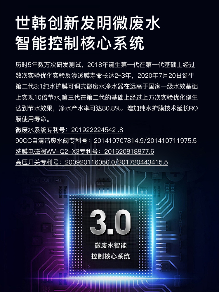 [4:1微废水]世韩净水器400G通量家用厨房直饮反渗透纯水机净水机-图2