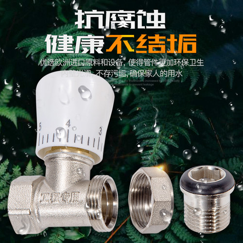 顶建 铜温控阀暖气片直阀ppr角阀水管配件6分1寸散热器调温式阀门 - 图1