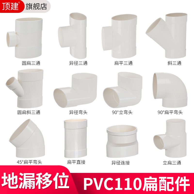 pvc110扁管配件卫生间移位器排水管下水管扁转圆三通伸缩扁管管件-图3