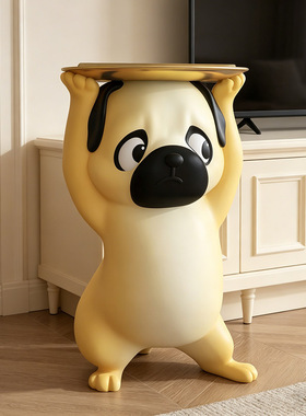 可爱卡通巴哥犬造型边几摆件