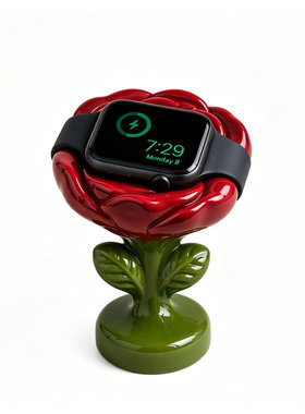 治愈系玫瑰花适用于苹果手表iwatch9S1011充电支架底座办公桌摆件