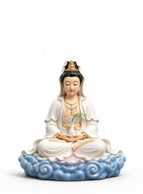 坐云净瓶观音中控台摆件祥云观音车载饰品新车礼物车内保平安摆件