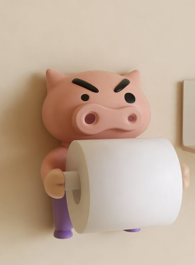 客厅卫生间纸巾架肥嘟嘟左卫门悬挂式免打孔抹手收纳纸巾盒肥皂盒