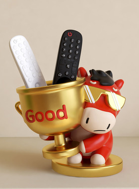 卡通马年造型金色笔筒桌面收纳