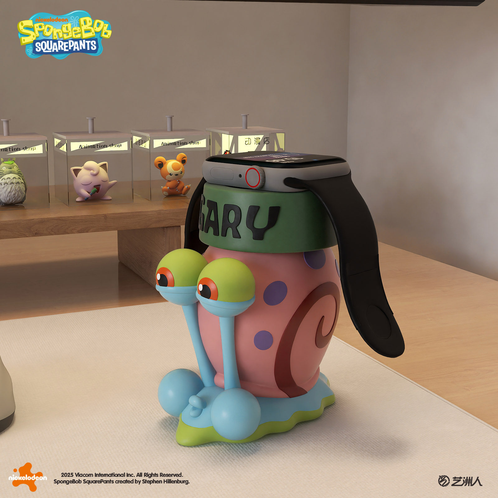 创意可爱海绵宝宝小蜗牛适用于S10苹果手表支架底座桌面摆件装饰,淘宝优惠券,粉丝福利购,淘宝优惠卷