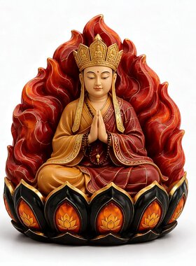 西游记唐僧打坐莲花座摆件中式佛堂桌面供奉彩绘神像玄关平安装饰