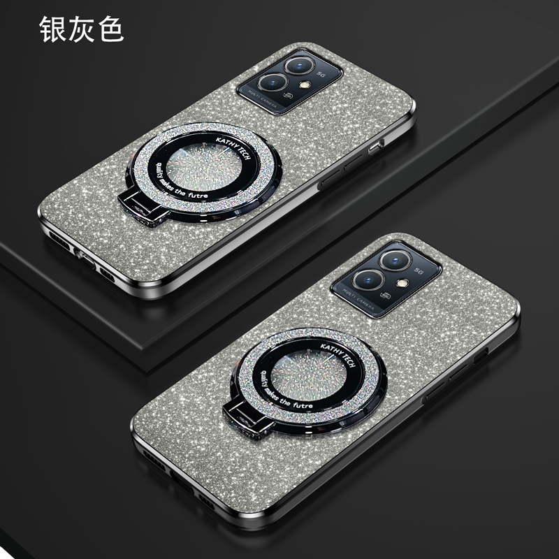 vivoY33s渐变闪粉手机壳高端时尚适用步步高Y33e高级感潮牌新款学生创意磁吸支架超薄软壳简约电镀防摔保护套