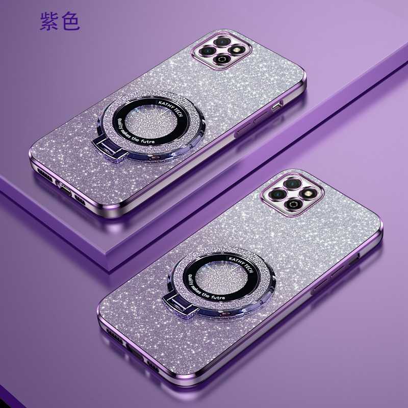 华为荣耀畅玩20渐变闪粉手机壳高端时尚适用HONOR畅玩20高级感新款创意磁吸支架超薄软壳简约电镀防摔保护套