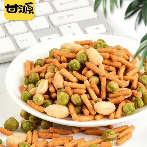 甘源虾条豆果50包旗舰鲜虾味烤肉味炒货蚕豆青豌豆休闲零食店小吃 - 图0