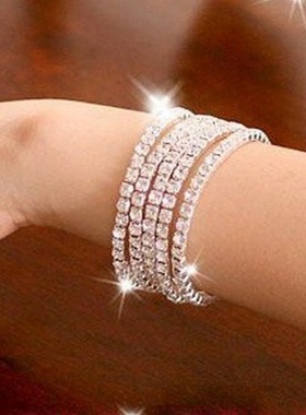 新娘饰品百搭镶钻满钻弹力手链