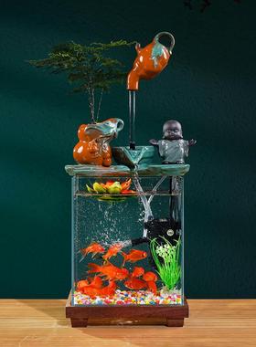 创意悬壶玻璃小型金鱼缸摆件