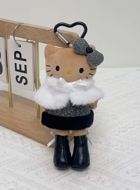 冬季NIC小香风Kitty猫毛绒包挂件