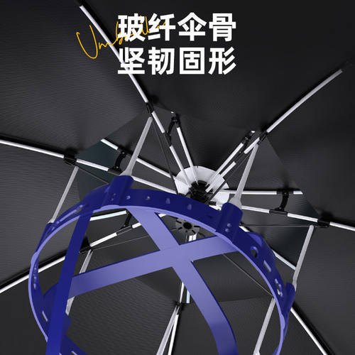 渔之源钓鱼伞帽头戴式双叠超轻透气黑胶头伞帽钓鱼男女防晒遮阳帽 - 图1