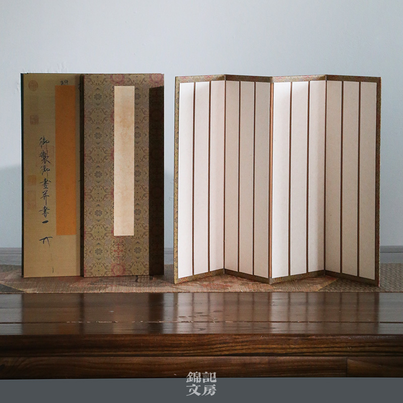 锦记大徽堂汉简册页仿竹简屏风复古做旧蜡染半生半熟宣纸楮皮尺素状元笺空白竖格小楷毛笔抄经书法作品纸 - 图1