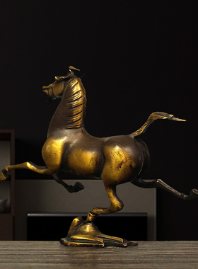 纯黄铜马踏飞燕家居客厅装饰品