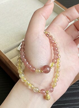 普陀山招桃花草莓晶手串精致小众设计转莓烦恼招财爱情财富双丰收