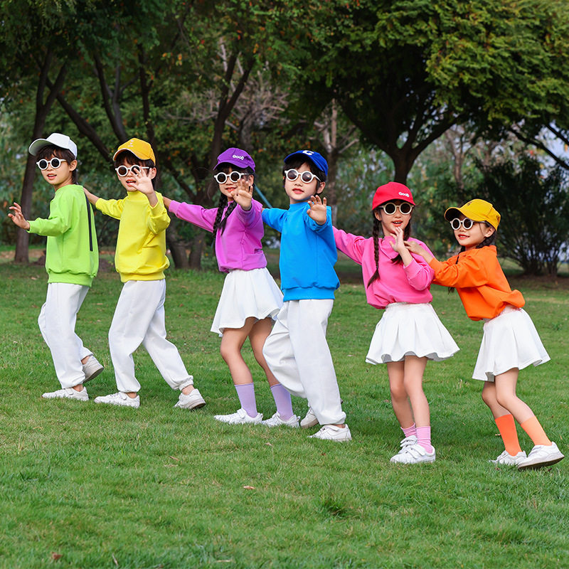 儿童六一啦啦队演出服多巴胺卫衣幼儿园舞蹈小学生运动会表演班服,淘宝优惠券,粉丝福利购,淘宝优惠卷