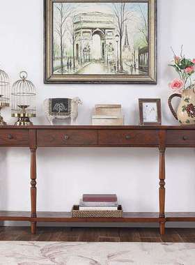 美式入户玄关台客厅过道条案桌收纳柜实木玄关柜欧式玄关桌置物架