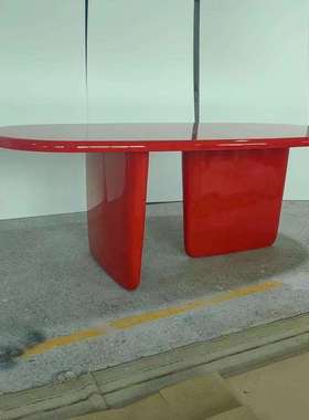 设计师玻璃钢长方形家用2米餐桌极简客厅长桌书桌烤漆个性高光桌