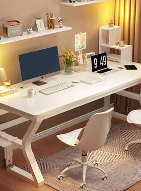 电脑桌台式简约现代学生实木书桌家用卧室写字台双人办公桌电竞桌