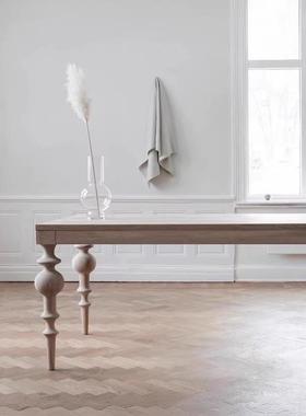 法式复古实木餐桌客厅复古岛台桌客厅家用长方形会议桌工作台餐桌