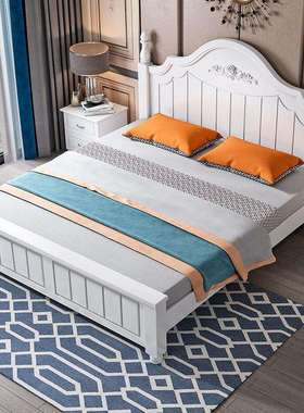 实木床现代简约1.5米双人床经济型出租房用1.8m主卧简易1.2单人床